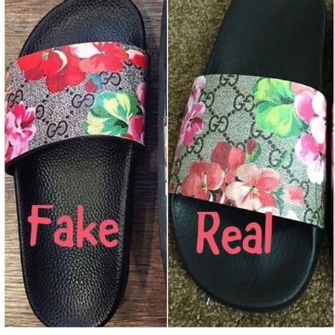 real gucci vs fake slides|gucci knockoff slides.